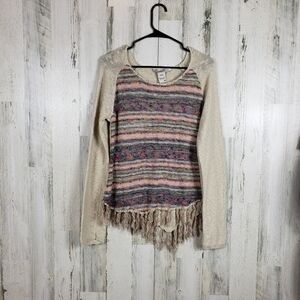American rag boho, tassel sweater size medium